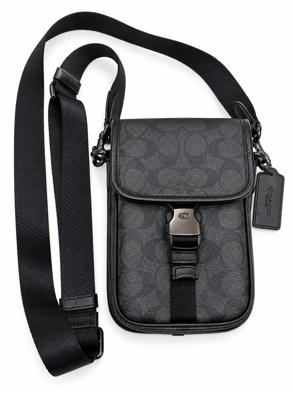 Coach Black Signature Monogram Crossbody Pouch